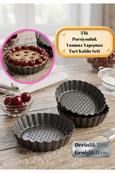 BRE HOME 3’lü Karbon Çelik Tart Kalıbı Seti 11 cm – Yapışmaz Mini Tart & Kek ...