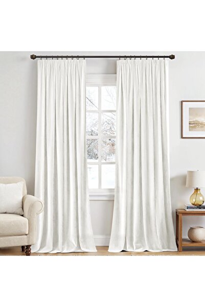 OEM Set of 2 blackout curtains made of thick velvet, white, 140×245 cm