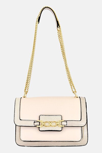 XTI Women Metal Logo Cross Body Bag, Beige