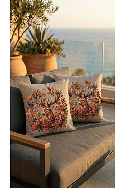 Ahsen Dekoratif Deer Patterned Digital Printed Punch Look Decorative 2-Piece ...