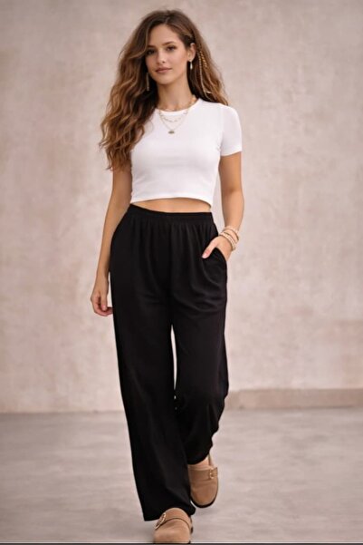 bb butik basic Γυναικείο παντελόνι από ύφασμα Draped Ayrobin - Βασικό παντελό...