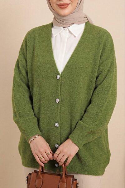 HİJABAYA Ζακέτα πλεκτή με κουμπιά μπροστά και γείσο, σε χαλαρή γραμμή