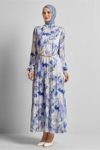 Alvina Patterned Satin Dress 45511