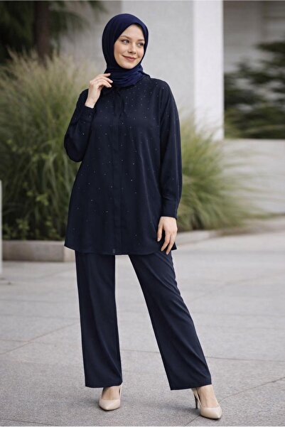 Alvina Shirt Collar Pants Suit 44797