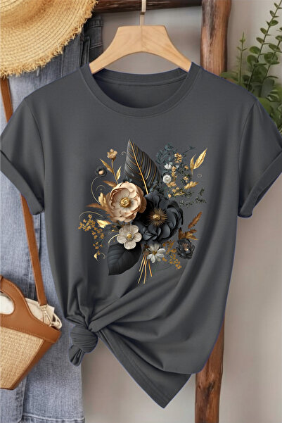 l'eivor Μαύρο λουλούδι Μπουκέτο Ειδικού Σχεδίου Γυναικείο T-shirt