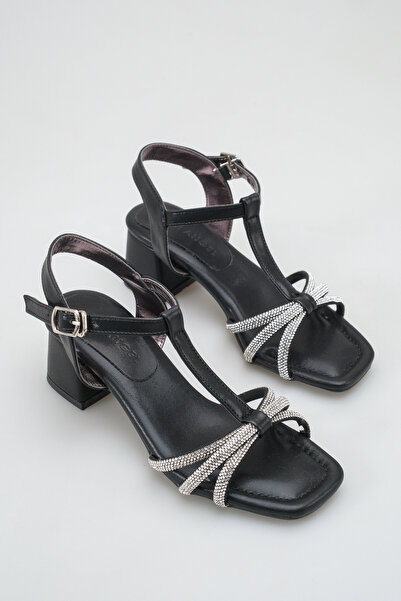 Mini Angel Βραδινό φόρεμα με λεπτομέρειες από μαύρη πέτρα και τακούνι, Άνετο ...