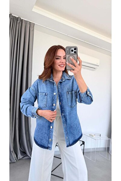 pelin yıldız butik Mavi Melinda Taşsız Tensel Kot Ceket