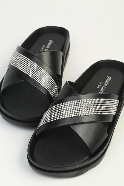 Pierre Cardin Μαύρες γυναικείες παντόφλες PC-7905