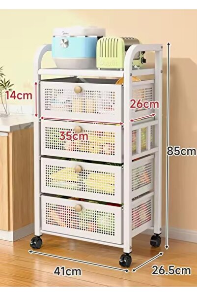 TRENDESK 4 Katlı Metal Beyaz patates soğan sepeti sebze meyve sepeti sebzelik...