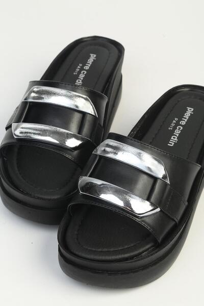 Pierre Cardin Μαύρες γυναικείες παντόφλες με τακούνι PC-7859