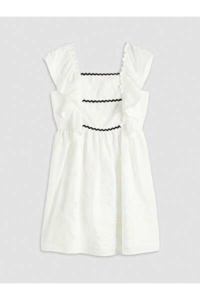 LC Waikiki LCW Παιδικό φόρεμα με τετράγωνο γιακά και βολάν για κορίτσια