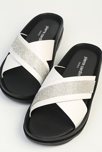 Pierre Cardin Λευκές Γυναικείες Παντόφλες PC-7905