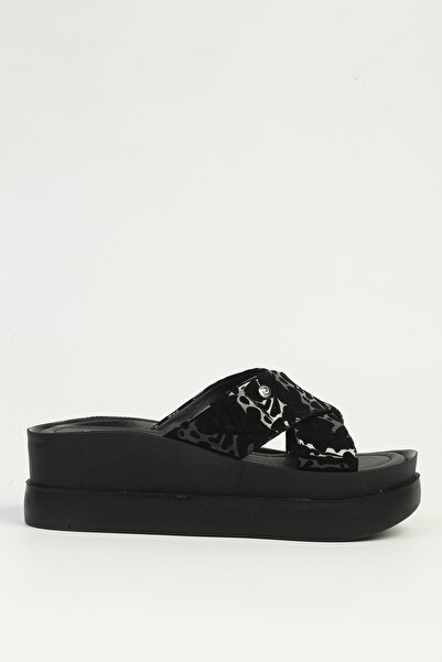 Pierre Cardin Μαύρες γυναικείες παντόφλες με τακούνι PC-7856