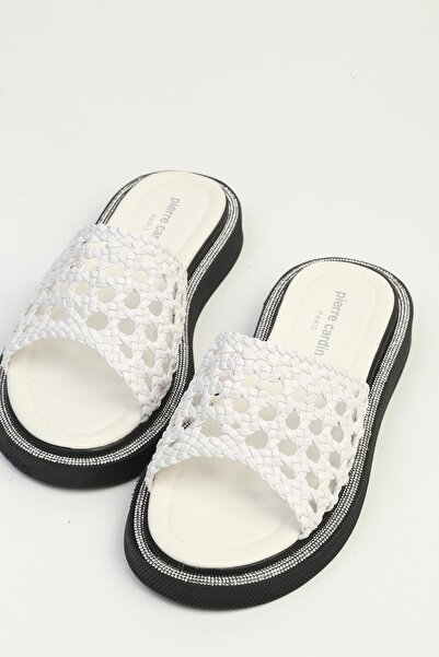 Pierre Cardin Λευκές Γυναικείες Παντόφλες PC-7897