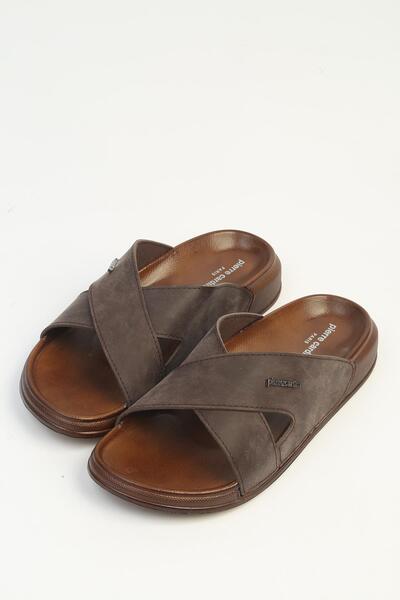 Pierre Cardin Καφέ Ανδρικές Παντόφλες PC-7412