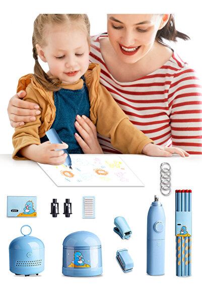 Ma Baby مجموعة أدوات مكتبية محمولة: مبراة أقلام كهربائية وممحاة ومكنسة كهربائ...