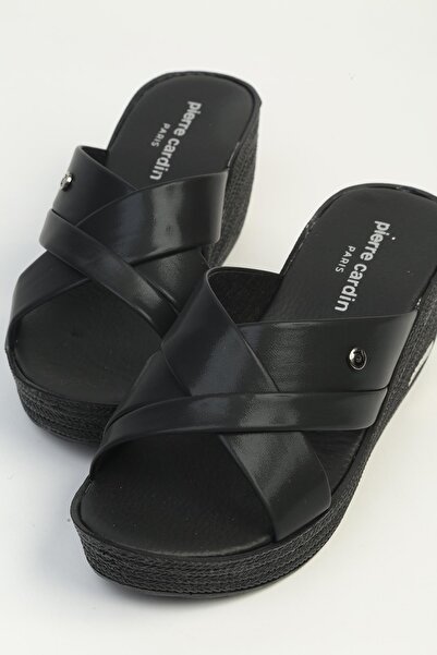 Pierre Cardin Μαύρες γυναικείες παντόφλες με τακούνι PC-7875