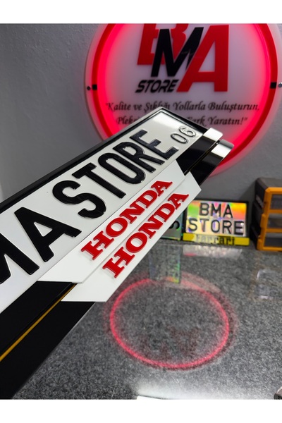 BMASTORE06 BMASTORE KIRMIZI HONDA LOGOLU ZEBRA MODEL Pleksi Plakalık (1 çift,...