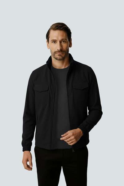 İgs Black Hooded Men's Coat – Modern Cut