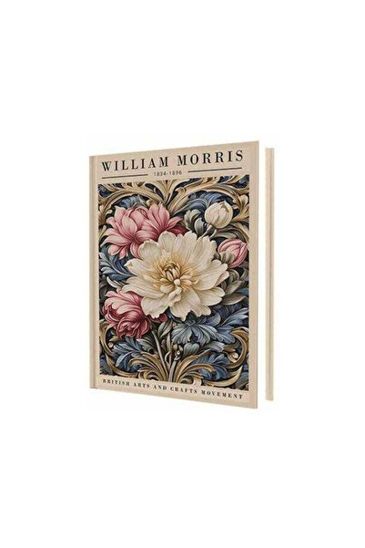 DEFFTER 14X20 WHITE FLOWER ( WILLIAM MORRIS ) SERT KAPAK ÇİZGİLİ DEFTER 96 YP