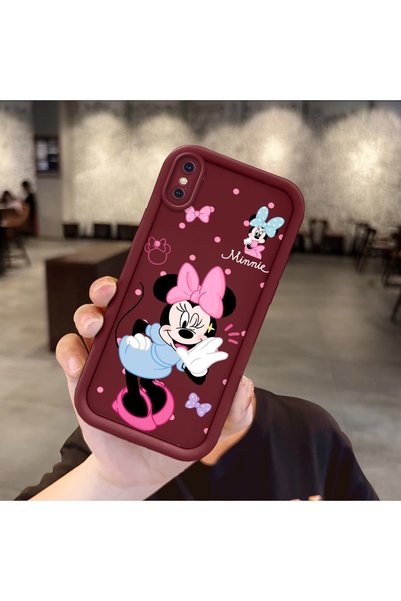 ucuc iPhone X/XS Uyumlu Darbeye Dayanıklı Kamera Korumalı Bordo Silikon Baskı...