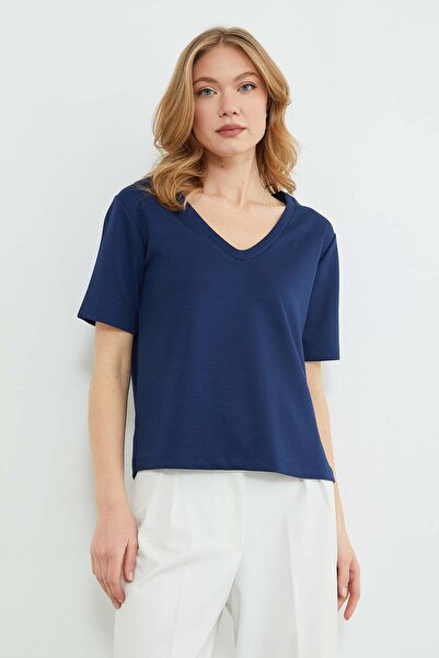 Fulla Moda Βασικό T-shirt με λαιμόκοψη V Μοντάλ