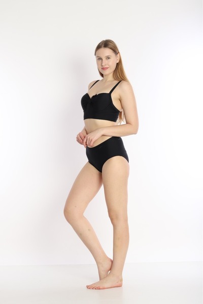 My-o Γυναικείο κίτρινο ρετρό σετ μπικίνι με ενίσχυση - Ψηλόμεσο τοπ και λεπτο...