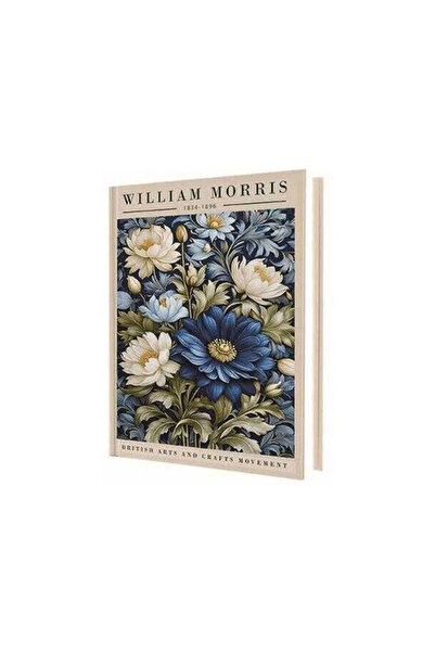 DEFFTER 14X20 BLUE FLOWER ( WILLIAM MORRIS ) SERT KAPAK ÇİZGİLİ DEFTER 96 YP