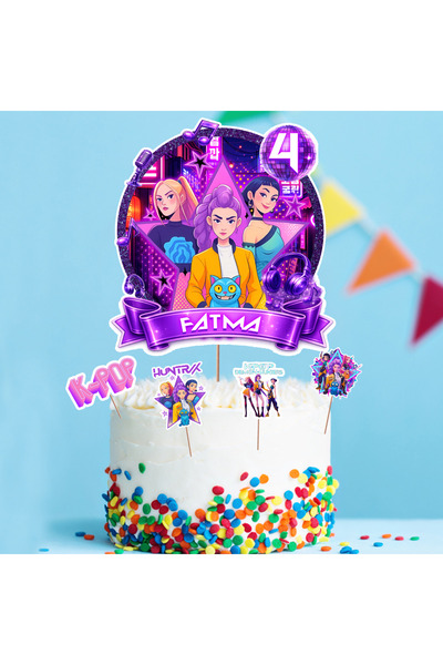 Parti Evreni Kişiye Özel K-pop Temalı İsimli Pasta Süsü Seti