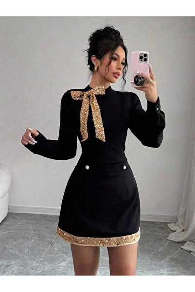 Iuliashop Set fustă neagră cu paiete - S