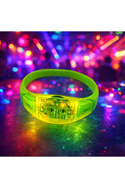 PARTİPORT Sensörlü Sesle Duyarlı LED Işıklı Bileklik Müzikle Yanan Party Bile...