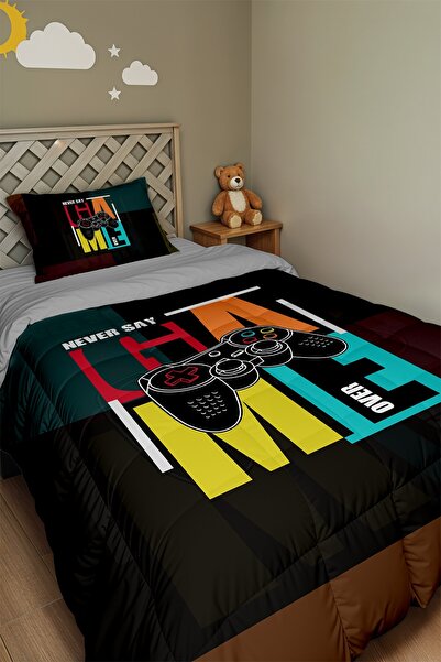 EVPANYA Πάπλωμα και μαξιλαροθήκη μονόμεγεθους με σχέδιο Game Continue