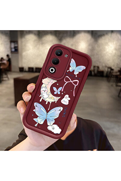 ucuc Oppo A5 4G/5G Uyumlu Darbeye Dayanıklı Kamera Korumalı Bordo Silikon Bas...