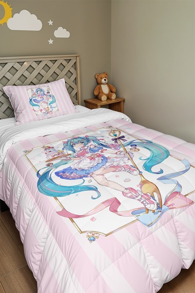 EVPANYA Κομψό πάπλωμα και μαξιλαροθήκη με σχέδια για κορίτσια