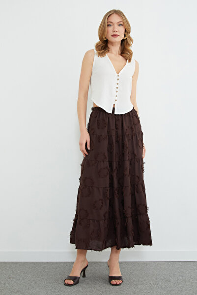 Fulla Moda Tasseled Elastic Waist Maxi Skirt