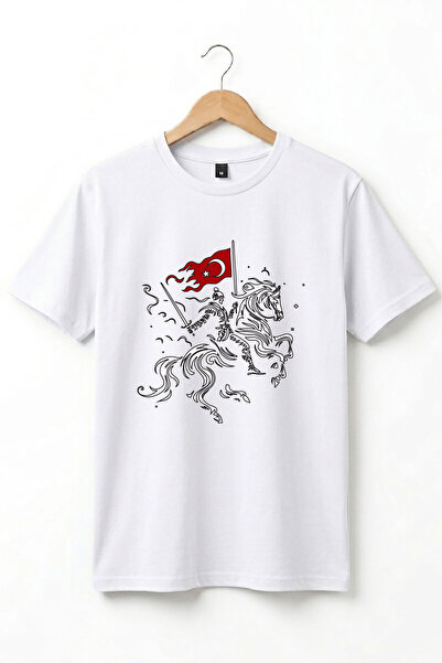 WİDİ Unisex Moon Star Τουρκική σημαία με σχέδιο ιπποβάτη με άλογο, τυπωμένο 1...