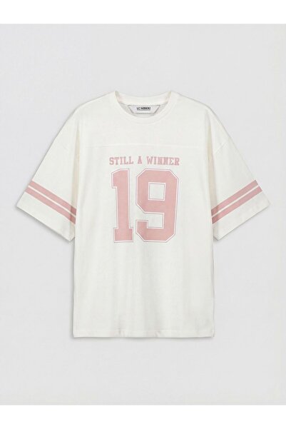LC Waikiki Lcw Kids Crew Neck Printed Striped Girls' T-Shirt