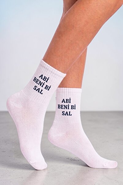 Esinti "Abi Beni Bi Sal" Themed Socks White Women's Men's Teen College Socks ...