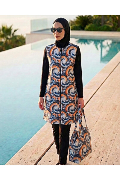 Plistre Γυναικείο Σετ Μαγιό Πισίνας-Παραλίας με Γεωμετρικό Σχέδιο, Αδιάβροχο,...