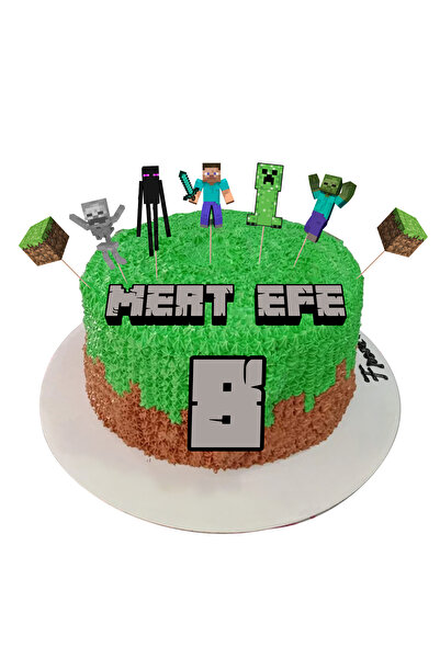 Parti Evreni Kişiye Özel Minecraft İsimli Pasta Süsü Seti