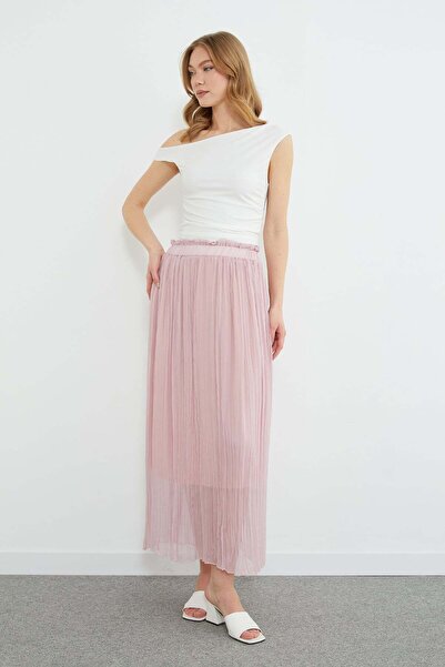 Fulla Moda Πλισέ μακριά φούστα από σιφόν με ελαστική μέση