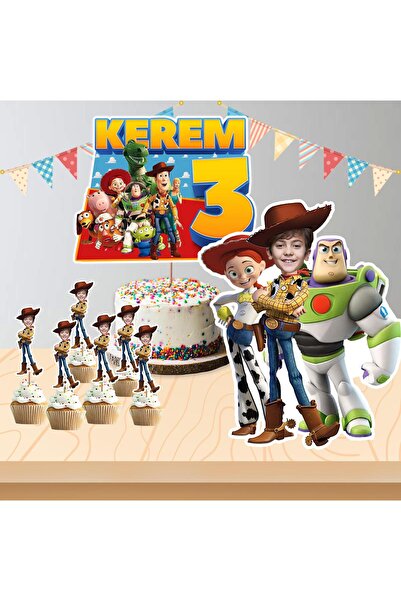Parti Evreni Kişiye Özel ToyStory Sheriff Woody Temalı Pano ve Pasta Süsü Seti