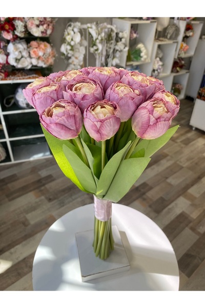 Buketlife Pembe lale gelin buketi gelin çiçeği yaka çiçeği