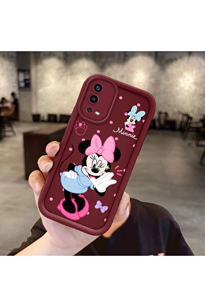 ucuc Oppo A55 4G Uyumlu Darbeye Dayanıklı Kamera Korumalı Bordo Silikon Baskı...