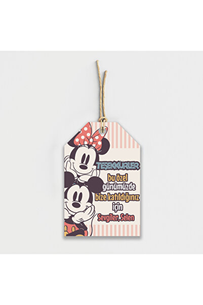 Parti Evreni Mickey ve Minnie Mouse Temalı Kişiye Özel Teşekkür Kartı 8'li