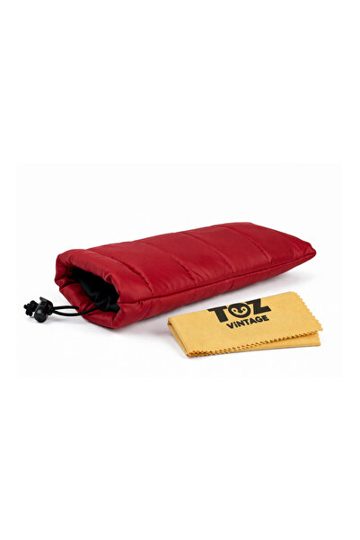 Toz Vintage Red Inflatable Pouf Glasses Case Soft Protective Pouch
