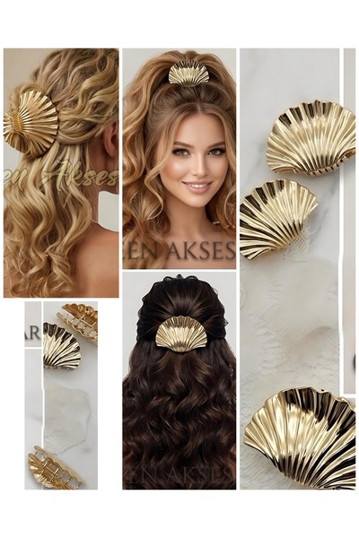 QUEEN AKSESUAR Μοντέρνα μόδα πολυτελείας υπερμεγέθη μεταλλική χρυσή αγκράφα μ...