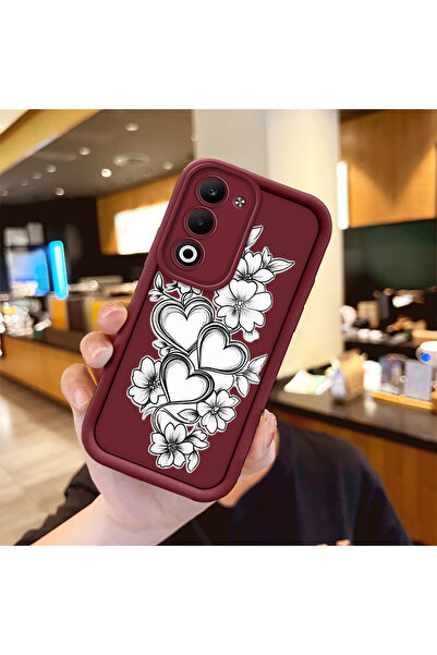 ucuc Oppo A5 4G/5G Uyumlu Darbeye Dayanıklı Kamera Korumalı Bordo Silikon Bas...