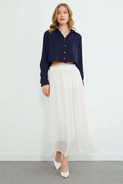 Fulla Moda Πλισέ μακριά φούστα από σιφόν με ελαστική μέση