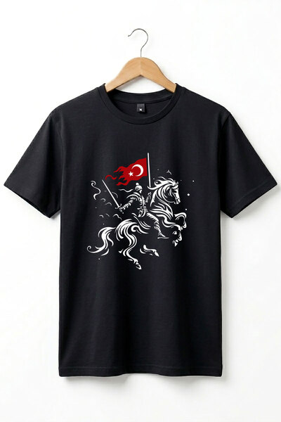 WİDİ Unisex Moon Star Τουρκική σημαία με σχέδιο ιπποβάτη με άλογο, τυπωμένο 1...